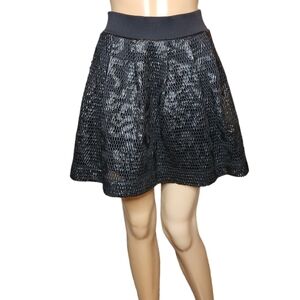 NWT Express Pull On Stretch Coated Mesh Black Mini Skirt Size XS